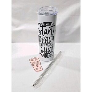 Coffee Work Flowers Skinny 20oz Tumbler With Lid Straw Funny Coffee Cup Mug